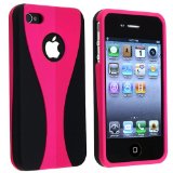 Snap-on Rubber Coated Case for Apple® iPhone® 4 4S 4GS 4G AT&T / Verizon, Hot Pink / Black