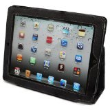 Snugg iPad 2 Case Leather Cover and Flip Stand with Elastic Hand Strap and Premium Nubuck Fibre Interior (Black)