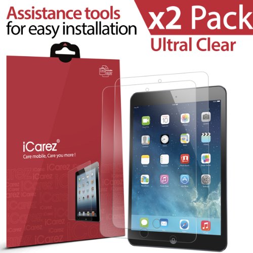 iCarez® [HD Clear] Highest Quality Premium Screen protector for Apple iPad Air High Definition Ultra Clear & anti bacterial & Anti-Oil & anti Scratch & bubble free & reduce fingerprint & No rainbow & washable Screen Protector **PET Film Made in Japan** Easy install & Green healthy Product with Lifetime Replacement Warranty (2-Pack) – Retail Packaging 2013 (1 month promotion)