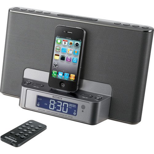 Sony Portable Ipod/iphone Speaker Dock Clock Radio with Docking Station for Apple Ipod/Iphone, Charges Ipod/iphone While Docked, Dual 2/5/7-day Alarm, Digital Am/fm Radio Tuner, Mega Bass and Mega Xpand, Headphone Jack, Auxiliary Audio Input, Plus Remote Control Included