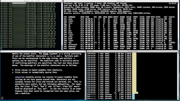 Saved and restored Terminal window group with commands