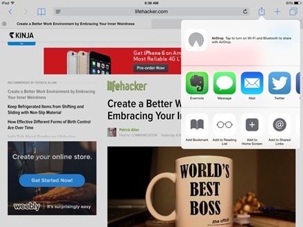 Evernote iOS 8 Share