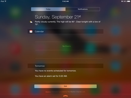 iOS 8 Notification Center