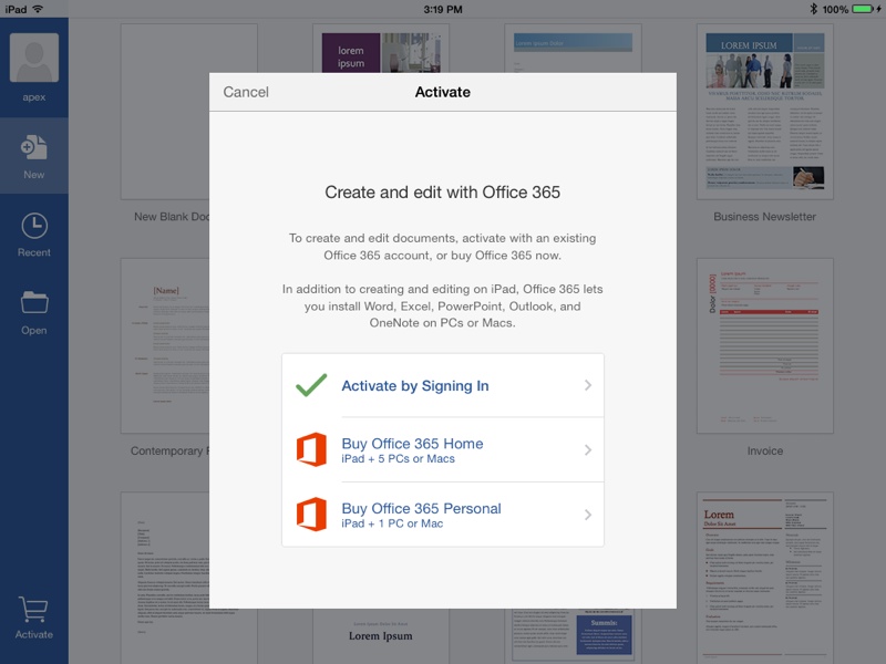 officesubscriptionipad