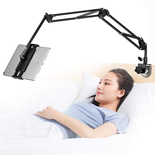 Tablet Stand Adjustable,Foldable Tablet Stand for Bed,Aluminum Universal Flexible Tablet Holder with 360 Degree Rotation for iPad/iPhoneX/iPad Pro/N-Switch,or Other 4.5~12.9 Inches Devices (Black)