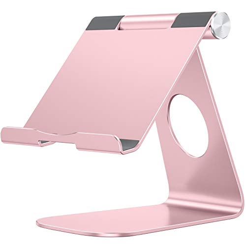 OMOTON Tablet Stand Holder Adjustable, T1 Desktop Aluminum Tablet Dock Cradle Compatible with iPad Air/Mini, iPad 10.2/9.7, iPad Pro 11/12.9, Samsung Tab and More, Rose Gold